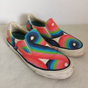 SEAVEES Retro Colorful Loafers Slip On Canvas Shoes Size 7 Retro 1960s Geometric